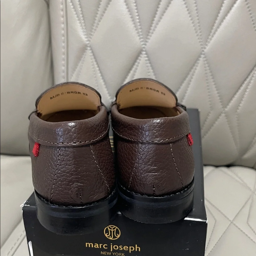 Marc Joseph East Village Brown Grainy Shoe Box with Gold Logo